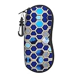 RoMuka Blue Hexagons And Diamond Ultra Light And Convenient Soft Shell Glasses Bag (Vertikal) Glasses Protection Box Storage Box, Schwarz, Einheitsgröße