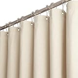 BTTN Duschvorhang Stoff Beige 180x200 cm, Leinen Textur Anti-Schimmel Waschbarer Textil Duschvorhang mit 12 Haken, Moderne wasserdichte Gewichtete Deko Ployester Duschvorhänge für Badewanne, Creme