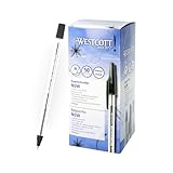 Westcott Kugelschreiber NOW 50 Stück Schwarz | Dokumentenecht nach ISO 12757-2 | Strickstärke M 0,5mm | Schreibfarbe Schwarz | Transparenter Schaft | E-745001 00