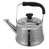 GRIRIW Edelstahl Pfeifkessel 3L Whistling Wasserkocher Für Induktion Und Gasherd Großer Teekessel Mit Klassischem Design Hitzebeständig Und Langlebig Ideal Für Tee Und Kaffee
