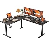 Agilestic L-förmig Höhenverstellbarer Schreibtisch, 160 x 140 cm Schreibtisch Höhenverstellbar Elektrisch, Eckschreibtisch Ergonomischer Steh-Sitz Tisch Computertisch, Schwarz