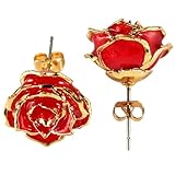 24 Karat Gold getauchte Rosenohrringe für Damen und Mädchen, modische goldene getauchte Rosenohrringe, bestes Geschenk für Freundin, Ehefrau, Frauen zum Valentinstag, Jahrestag, Geburtstag,