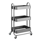 Amazon Basics – Werkzeug- oder Küchenrollwagen, 3 Ebenen, Metall, Anthrazit