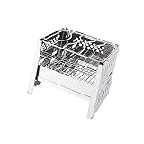 Happyyami Mini Edelstahl Klappgrill Tragbarer Holzofen Für Outdoor Camping Faltbarer Grill Für Picknick Und Abenteuer Kompakter BBQ Kocher Für Holzfeuer