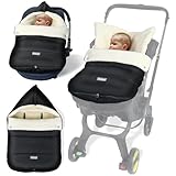 Orzbow Fußsack Babyschale Winter, Warme Fusssack Babyschale, Universal Babyschale Decke für Baby mit Berbervlies, Wasserdichtem Pongee-Stoff, Schwarz