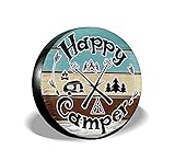 Phelika Happy Camper Camping Ersatzreifen Abdeckung PVC Leder Radschoner Wetterfest Universal für Anhänger RV SUV LKW Camper Reise Anhänger Zubehör 15 Zoll