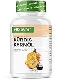 Kürbiskernöl - 420 Kapseln - 3000 mg pro Tagesportion - Mit natürlichem Vitamin E - Hochdosiert - Naturbelassen & kaltgepresst - Laborgeprüft
