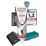 ISPAR Fugen Reparatur Set (400g) für Fliesenfugen mit Spachtel und Schwamm, Fliesenmörtel,Dichtmasse zum erneuern der Fugen, schnell trocknende Fugenmörtel für Fliesen,(Anthrazitgrau)