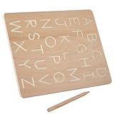 PAMINGONO Montessori Holz Buchstaben Zahlen Tracing Board Doppelseitiges Lernbrett mit Gravur Pädagogisches Schreibspielzeug für Vorschule Handhabung ohne Geruch Fördert Konzentration und