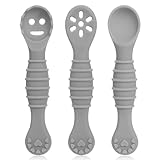 3er Set Lernlöffel für Baby, Starter Breilöffel Fütterlöffel Babylöffel Silikon Esslernlöffel Weich Flexibel Kinder Besteck BPA-frei für Säugling Kind Kleinkind ab 4 Monaten,Zahnungshilfe Baby
