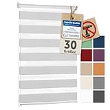 Blumtal Doppelrollo Klemmfix ohne Bohren 90x130 cm - individuell einstellbare Rollos für Fenster ohne Bohren - Fenster Rollos für Innen - leicht installierbare Jalousie Fensterrollo in Weiß