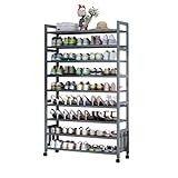 Schuhregal aus Bambus mit Rollen und abnehmbaren Regalen für Schrank, Flur, Eingangsbereich, Wohnzimmer, stabiler Rahmen, Ständer, Regal, Aufbewahrung (9 Etagen, 70 cm, Farbe)