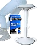Backerz Ergonomischer Hocker - Bürohocker mit 55-80 cm Höhenverstellung - Sitz- und Stehhocker - wackelhocker - Arbeitshocker für Zuhause und im Büro - Bezogen mit wasserabweisendem Stoff, Weiß