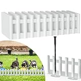 Froadp Holzoptik Beeteinfassung,43 x 12cm Beetumrandung Kunststoff Rasenkante Gartenpalisade Beetzaun für Garten,Weiß,24 Stück