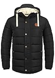 Blend BHFrederic Herren Winterjacke Steppjacke Jacke gefüttert mit abnehmbarer Kapuze Kordelzug Knöpfen Eingrifftaschen Regular fit, Größe:L, Farbe:Black (70155)