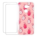 UOGNADGD Kompatibel mit Alcatel One Touch A3 Bunte Personalisierte Hülle mit 2 Glasschutzfolie-Schutzfolien – Stoßfest und Kratzfest (Pitaya)