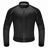 IRON JIA’S Motorradjacke Herren Abnehmbare Zertifizierte Motorradprotektoren Sommer Reiten Mesh atmungsaktiv komfortabel Herren Biker Jacke Schwarz-XL