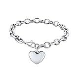 Bandmax Damen Armband 22cm Herz Kette Edelstahl Ankerkette Mädchen Armband mit Herz Gliederarmband Armkette Modeschmuck für Valentinstag Weihnachten