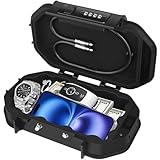[IP68 Wasserdicht]Diyife Tragbarer Tresor, Mini Tresor, 4 Stellig Zahlencode, Abnehmbare Kabel, Doppelverriegelung Schnittfest & Schlagfest, Silikonauskleidung, für Strand, Camping, Büro, Autos Safe