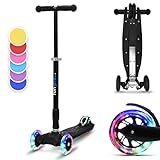 Fun Pro Two Roller, Scooter für Kinder, Dreirad-Kinderroller, Tretroller für Jungen & Mädchen, Kinderscooter mit LED-Räder, Mini Roller Höhenverstellbar & Klappbar, Roller für Kinder ab 5 Jahren