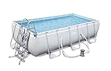 Bestway Power Steel Stahlrahmenpool-Set mit Filterpumpe, Rectangular, 6478 L, grau, 404 x 201 x 100 cm