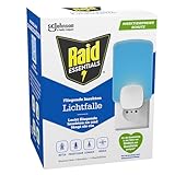 Raid Essentials Lichtfalle, Insektenstecker mit Klebefalle gegen fliegende Insekten wie Motten, Fruchtfliegen und Schnaken, Starter-Set (Halter + Nachfüller), 1er Pack
