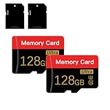 2 Stück Micro Speicherkarte 128 GB mit Adapter, C10/U3/UHS-I/A1, TransFlash Karte, TF Karte für Kamera, Smartphone, Tablet, Drohne (Rot 128GB*2)