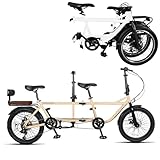 YYUINU Doppelfaltrad, 20-Zoll-Räder, 7-Gang-Doppelscheibenbremsen, City Beach Cruiser-Fahrrad, 3-Personen-Sightseeing-Auto, Familien-Familien-Tourwagen,Beige-20in