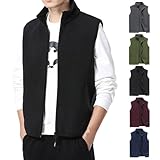 Herrenweste mit Kragen, durchgehender Reißverschluss, Fleece-Weste mit durchgehendem Reißverschluss, leicht, weich, ärmellos, stilvolle und vielseitige Weste, Oberteil, einfarbig, klassisch