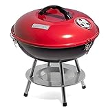 Cuisinart CCG-190RB Tragbarer Stahl-Holzkohlegrill, 14 Zoll, Rot