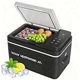 Upstreman 30 Liter Kompressor Kühlbox, 12/24V & 230V Auto Kühlbox Kompressor, -20 °C bis 20 °C Kühlschrank mit Gefrierfach und LED-Beleuchtung, Kühlschrank Klein für Auto, Camping, Schwarz, AR30