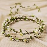 HJYHYN Blumenkranz Haare Haar (2 Stück in einer Packung) Blumenkranz Künstliche Blumen Krone Braut Kopfstück Greenery Krone Haarreif Blumen für Hochzeit Zeremonie Party Festival … (White and grenn)