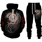 Generisch Herren-Kapuzenpullover, Jogger-Set, lässiger Trainingsanzug, bequemer Pullover mit Kapuze und Hose, Sportbekleidung (Black, XXXL)