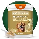 NATIVIVO Fellpflege Hund - Juckreiz Hund Fellpflege - Fellkomplex Biotin & Zink - Unterstützend bei Juckreiz - Biotin für Hunde Glänzendes Fell Pulver 400 Gramm Nahrungsergänzungsmittel für Hunde