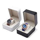 NTALJC Single Slot PU-Leder-Display, tragbare Aufbewahrung für Herren und Damen, Reise-Schmuckkästchen, schwarz-weißes Schmuck-Display (A)