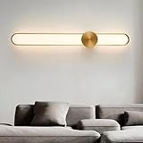 AstrizLamp LED Wandleuchte Innen, Modern Lange Wandlampe wohnzimmer Ring 3000K Warmweiß Gold Wandleuchte Lineare indirekte Wandbeleuchtung für schlafzimmer Treppenhaus Hausflur 120cm