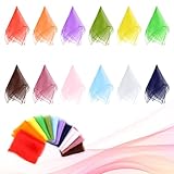 AWAMRWA Chiffontücher - 12 Stück 60x60cm Square Bunte Jongliertücher Seidentücher Baby Schwungtuch Bunte Tücher Kinder für Tanzen, Jonglieren, Sensorisches, Tanztücher