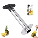 Edelstahl Ananasschneider Ananas Schäler Ananas Entkerner Werkzeug mit Dickere Klinge für Entkerner Obst Schneider Küche Zuhause, Schwarz