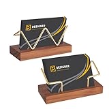 Sibba Visitenkartenständer Holz Visitenkartenhalter für den Schreibtisch Visitenkarten Aufbewahrung Visitenkartenbox Displaybox Flyerständer Ausstellung Messestand Zuhause Büro Sammlung (W,Braun)