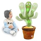 seOSTO Sprechender Kaktus Spielzeug,Tanzender und Singender Kaktus mit Einstellbarer Lautstärke Kaktus Spielzeug Nachsprechen Wiederholfunktion, Aufnahme, LED-Licht, Geschenk für Kinder & Babys