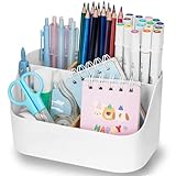 RISEMART Schreibtisch Organizer Weiß，Multifunktionaler Büro Stiftehalter mit 5 Fächern,Tisch Abnehmbar Schreibtischorganizer für Kosmetika Schreibwaren Alltagsgegenstände