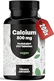Calcium Tabletten Hochdosiert - 200 Tabletten - 800mg Kalzium pro Tag - Calziumtabletten Hochdosiert - vegan und produziert in Deutschland - Laborgeprüft - Verpackung kann variieren