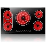 Karinear Glaskeramikkochfeld 5 Platten, Keramik Kochfeld Autark 90CM Einbau, 9600W, Flexzone für Grill, BBQ-Funktion, Dreifachring, Unabhängige Touch-Steuerung, 240V, 50A, Kein Stecker