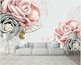Rosa Blumen Graue Blumen 3D Tapete Poster Restaurant Schlafzimmer Wohnzimmer Sofa TV Dekorative Wand-200cm×140cm