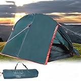 Zelt 2 Personen wasserdicht leicht kleines Packmaß, Tunnelzelt doppelwandig, Camping Outdoor Vorzelt Eingang mit Insektenschutz