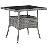 Myheimly Garten Esstisch für 4 Personen Gartentisch Terrassentisch Balkontisch Gartenmöbel Tisch Rattantisch Outdoor Braun Poly Rattan Grau