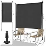 SMONTER Senkrechtmarkise außen Klemmmarkise 150(W) x228-316(H) cm Ausziehbar & Winddicht Vertikalmarkise mit Handkurbel Ohne Bohren für Balkon Terrasse und Garten Blickdicht & Wasserfest Anthrazit