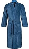 Morgenstern Bademantel Herren 100% Baumwolle Frottee Velours Saunamantel Kimono Lang für Sauna Spa Reha Pool Wellness - Oeko Tex Blau XL Peer