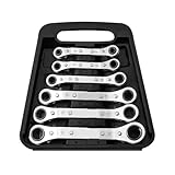 QAXRZCUCD 6-teiliges Ratschenschlüssel-Set, Ratschenschlüssel, Versetzter Schraubenschlüssel-Satz, Ringschlüssel-Satz, Ratschenschlüssel-Satz, 6–19 Mm PräZision FüR Engste RäUme