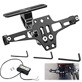 HIULLEN Kennzeichenhalter Motorrad, Verstellbarer Kennzeichenhalterung, Nummernschildhalter, Universal CNC Aluminiumlegierung Verstellbarer Motorrad für die Meisten Gängigen Motorradmodelle